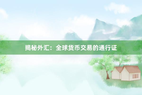 揭秘外汇：全球货币交易的通行证