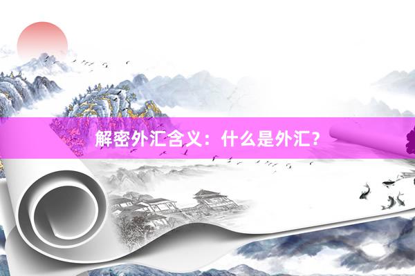 解密外汇含义：什么是外汇？