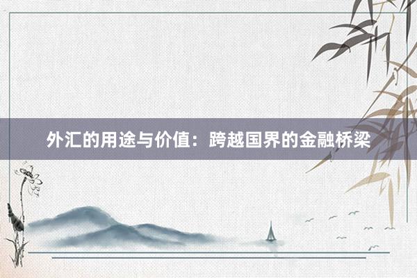 外汇的用途与价值：跨越国界的金融桥梁